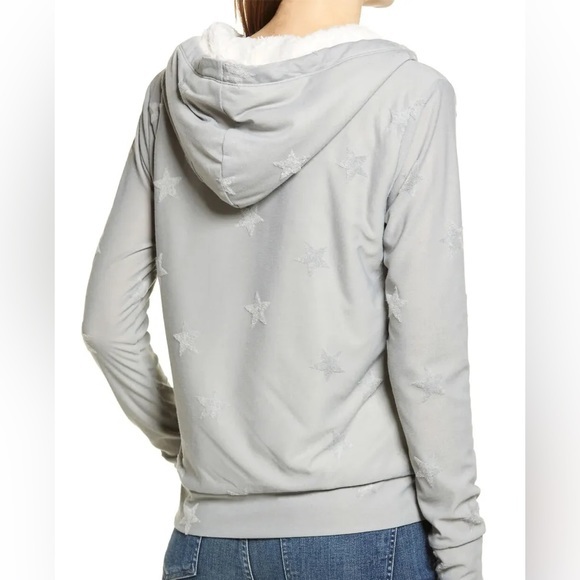 NWT‎ bobeau Heather gray stars hoodie with fuzzy fleece lining size medium - Picture 3 of 12